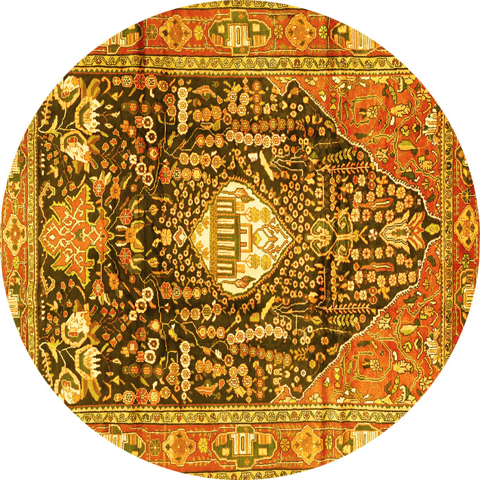 Round Animal Yellow Traditional Rug, tr2975yw
