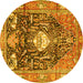 Round Animal Yellow Traditional Rug, tr2975yw