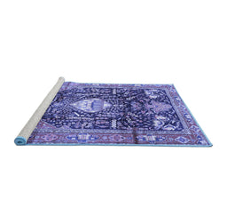 Sideview of Machine Washable Animal Blue Traditional Rug, wshtr2975blu