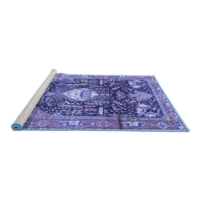 Sideview of Machine Washable Animal Blue Traditional Rug, wshtr2975blu