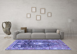 Machine Washable Animal Blue Traditional Rug in a Living Room, wshtr2975blu
