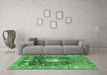 Machine Washable Animal Emerald Green Traditional Area Rugs in a Living Room,, wshtr2975emgrn