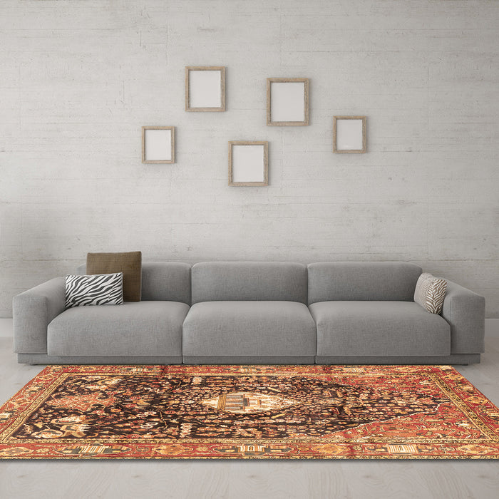 Machine Washable Animal Brown Traditional Rug in a Living Room,, wshtr2975brn