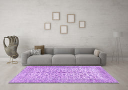 Machine Washable Persian Purple Traditional Area Rugs in a Living Room, wshtr2976pur