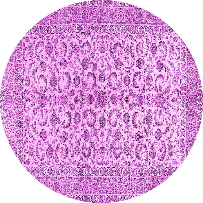 Round Machine Washable Persian Pink Traditional Rug, wshtr2976pnk