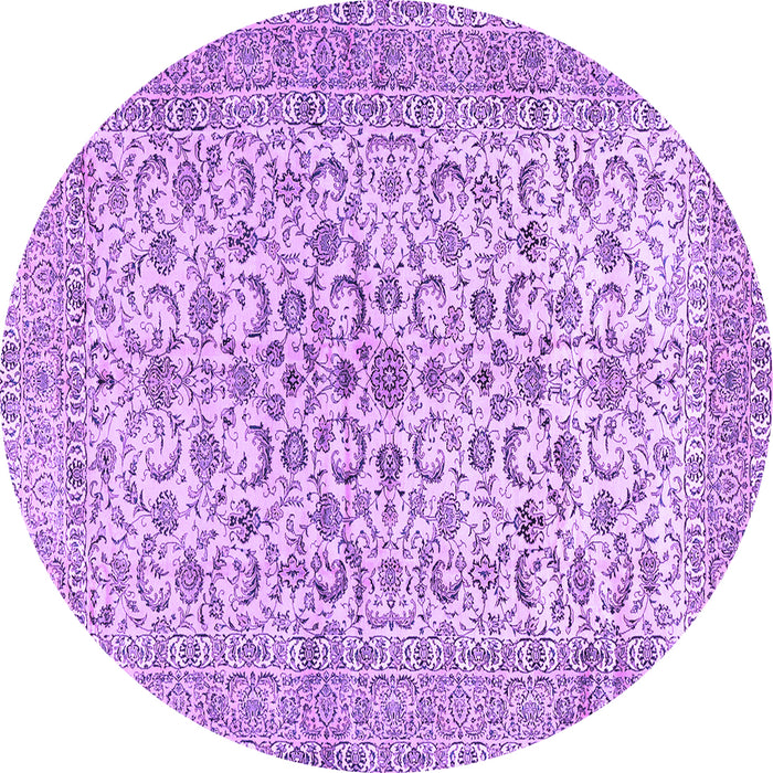 Round Machine Washable Persian Purple Traditional Area Rugs, wshtr2976pur