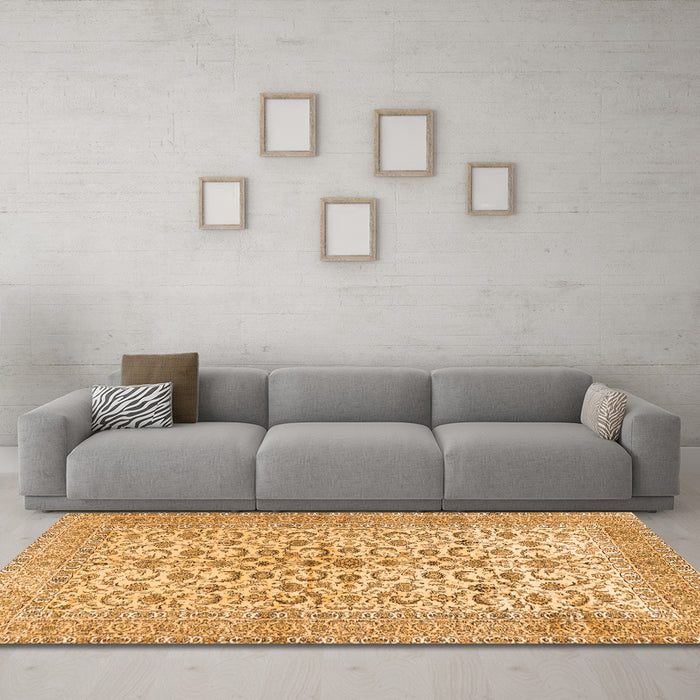 Machine Washable Persian Orange Traditional Area Rugs in a Living Room, wshtr2976org