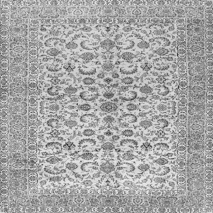 Round Machine Washable Persian Gray Traditional Rug, wshtr2976gry