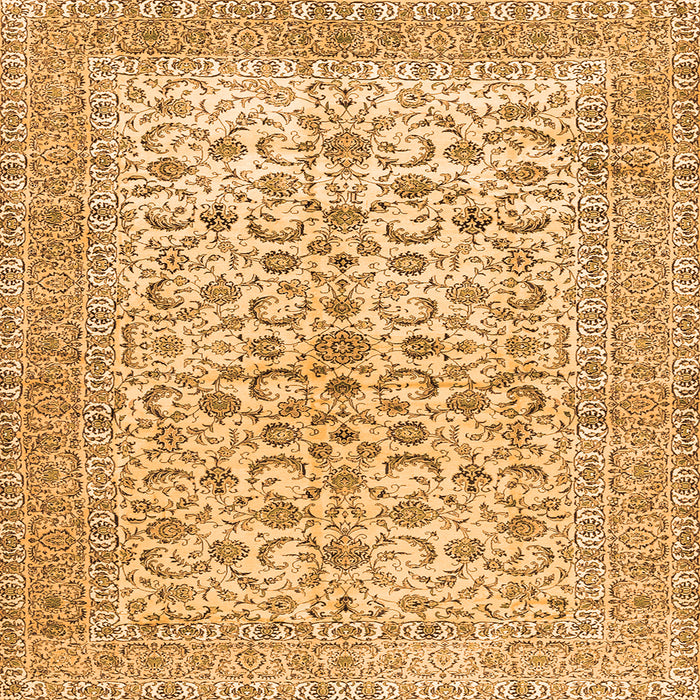 Round Machine Washable Persian Orange Traditional Area Rugs, wshtr2976org