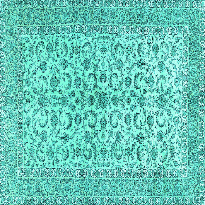 Square Machine Washable Persian Turquoise Traditional Area Rugs, wshtr2976turq