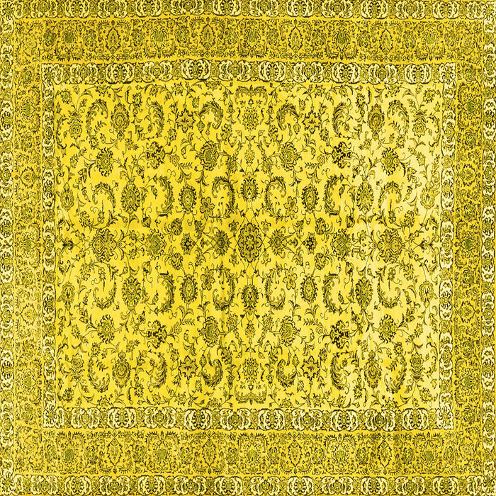 Square Machine Washable Persian Yellow Traditional Rug, wshtr2976yw