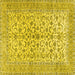 Square Machine Washable Persian Yellow Traditional Rug, wshtr2976yw