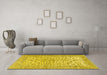 Machine Washable Persian Yellow Traditional Rug in a Living Room, wshtr2976yw