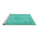 Sideview of Machine Washable Persian Turquoise Traditional Area Rugs, wshtr2976turq