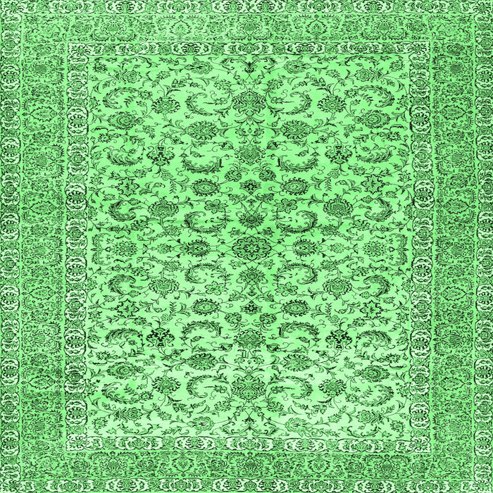 Square Machine Washable Persian Emerald Green Traditional Area Rugs, wshtr2976emgrn