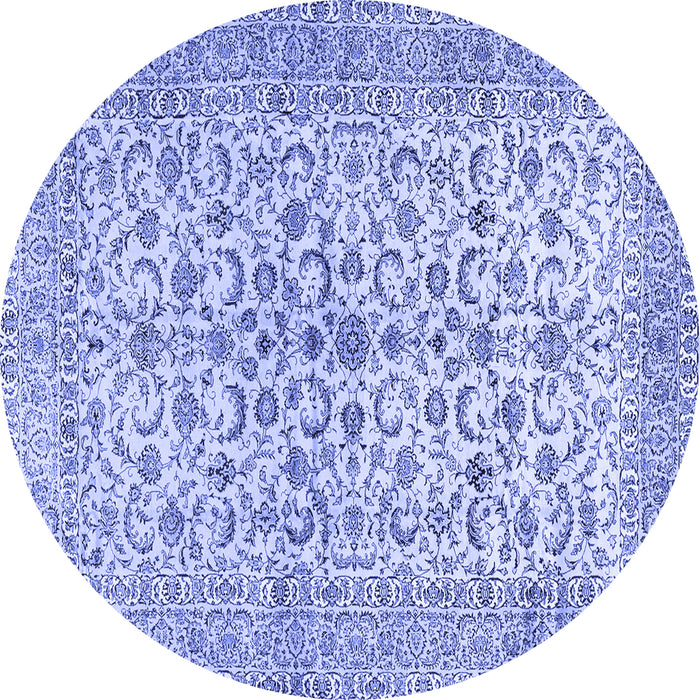 Round Machine Washable Persian Blue Traditional Rug, wshtr2976blu