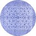 Round Machine Washable Persian Blue Traditional Rug, wshtr2976blu