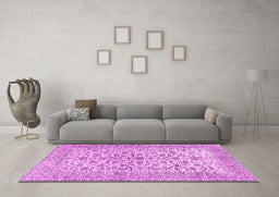 Machine Washable Persian Pink Traditional Rug in a Living Room, wshtr2976pnk