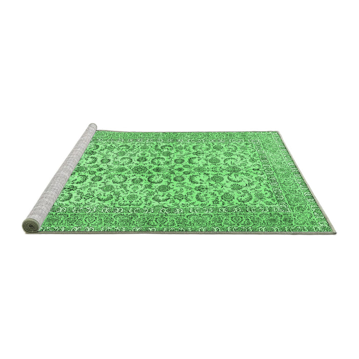 Sideview of Machine Washable Persian Emerald Green Traditional Area Rugs, wshtr2976emgrn