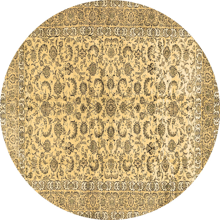 Round Machine Washable Persian Brown Traditional Rug, wshtr2976brn