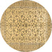 Round Machine Washable Persian Brown Traditional Rug, wshtr2976brn