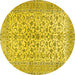 Round Machine Washable Persian Yellow Traditional Rug, wshtr2976yw