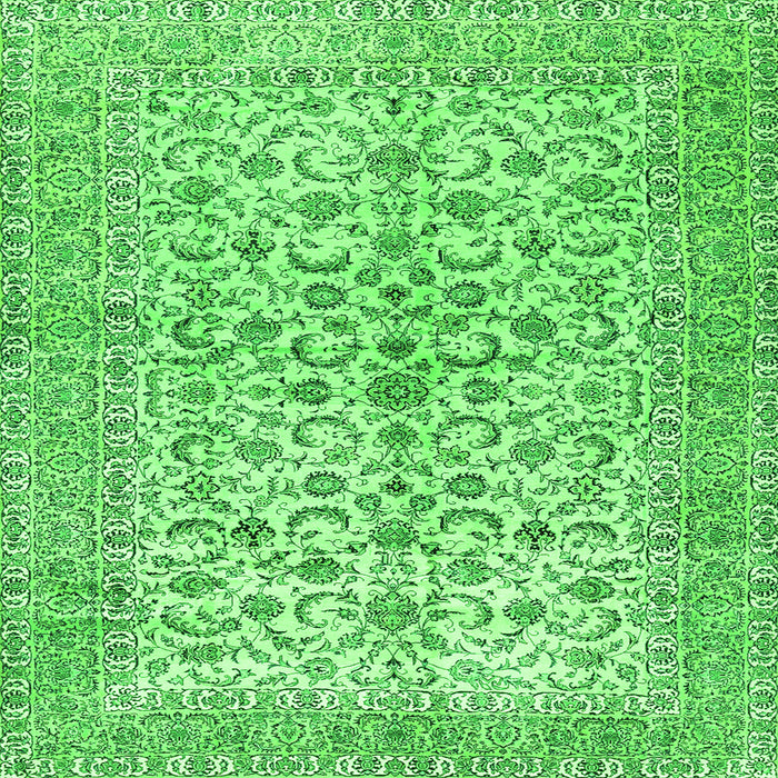 Round Machine Washable Persian Green Traditional Area Rugs, wshtr2976grn