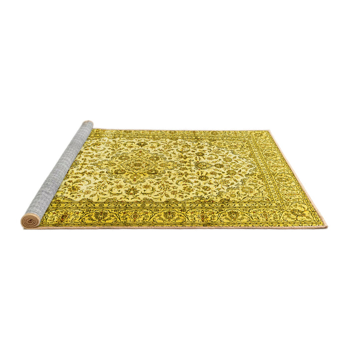 Sideview of Machine Washable Persian Yellow Traditional Rug, wshtr2977yw