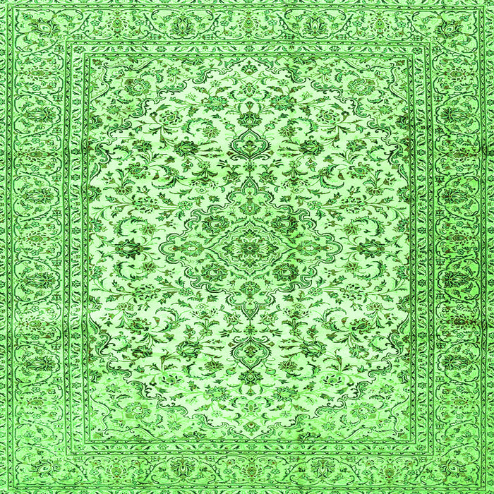 Round Machine Washable Persian Green Traditional Area Rugs, wshtr2977grn