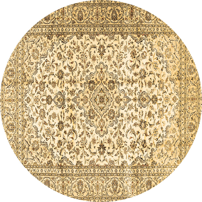 Round Persian Brown Traditional Rug, tr2977brn