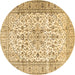 Round Persian Brown Traditional Rug, tr2977brn
