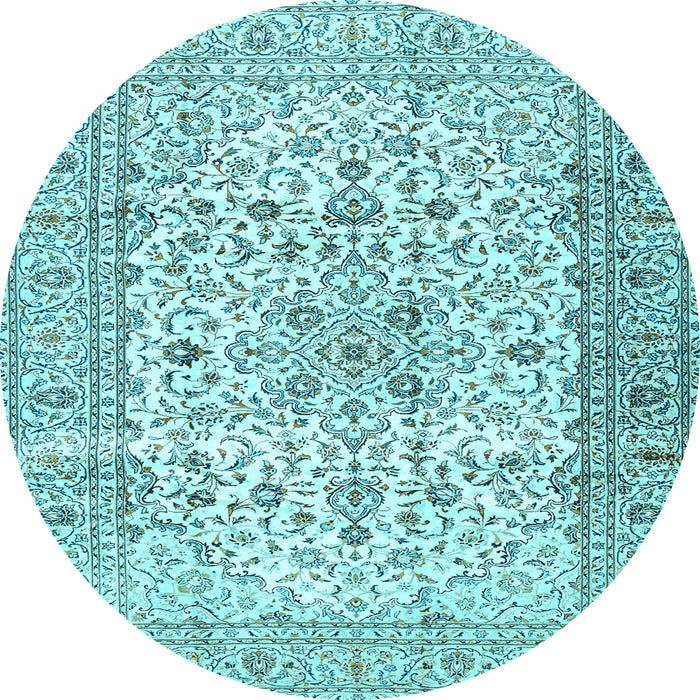 Round Machine Washable Persian Light Blue Traditional Rug, wshtr2977lblu