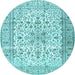 Round Machine Washable Persian Light Blue Traditional Rug, wshtr2977lblu