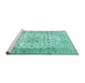 Sideview of Machine Washable Persian Turquoise Traditional Area Rugs, wshtr2977turq