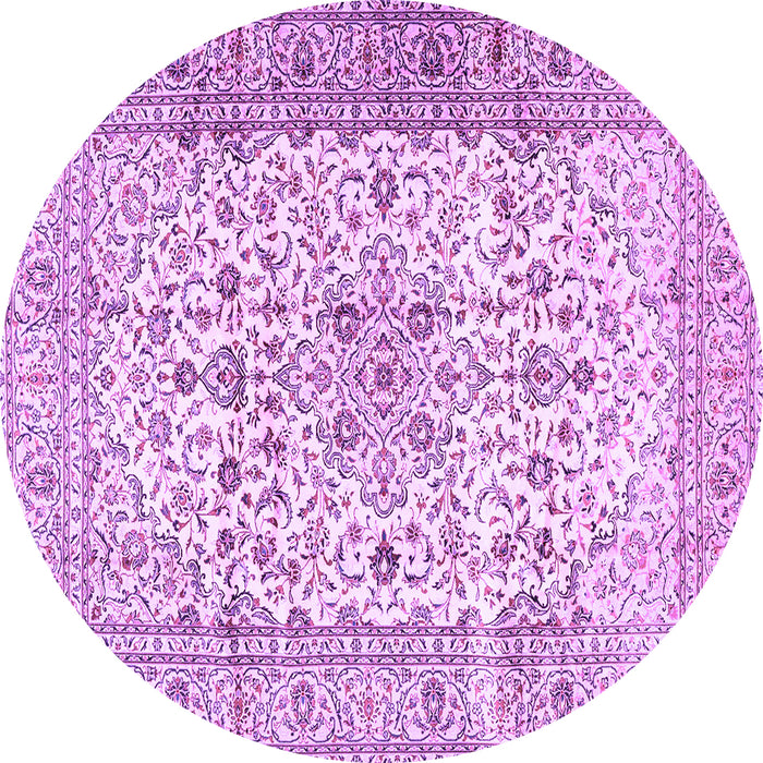 Round Machine Washable Persian Purple Traditional Area Rugs, wshtr2977pur