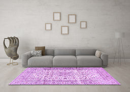 Machine Washable Persian Purple Traditional Area Rugs in a Living Room, wshtr2977pur