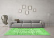 Machine Washable Persian Green Traditional Area Rugs in a Living Room,, wshtr2977grn