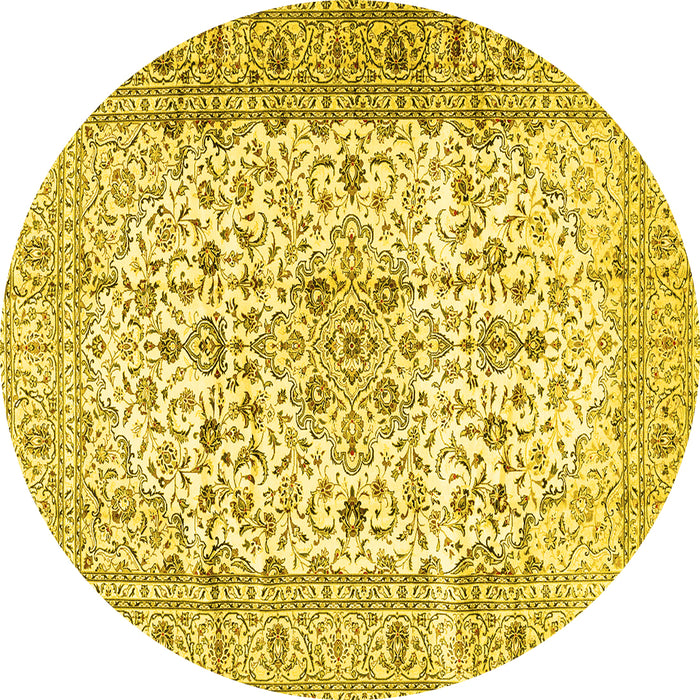 Round Persian Yellow Traditional Rug, tr2977yw