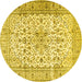 Round Persian Yellow Traditional Rug, tr2977yw