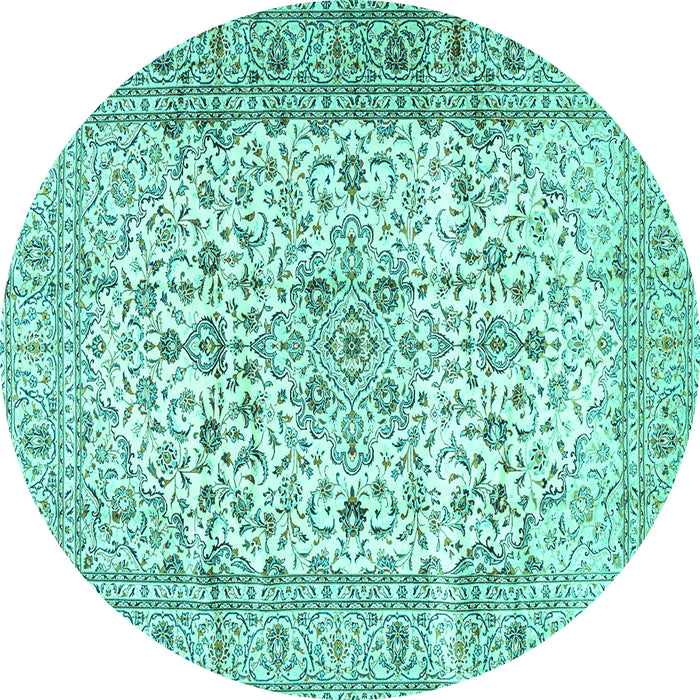 Round Persian Turquoise Traditional Rug, tr2977turq