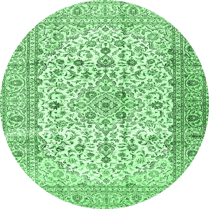 Round Persian Emerald Green Traditional Rug, tr2977emgrn