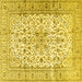 Square Machine Washable Persian Yellow Traditional Rug, wshtr2977yw