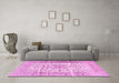 Machine Washable Persian Pink Traditional Rug in a Living Room, wshtr2977pnk