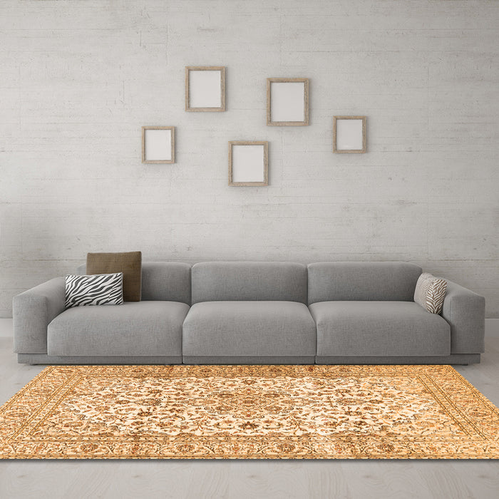 Machine Washable Persian Orange Traditional Area Rugs in a Living Room, wshtr2977org