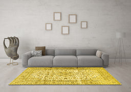 Machine Washable Persian Yellow Traditional Rug in a Living Room, wshtr2977yw