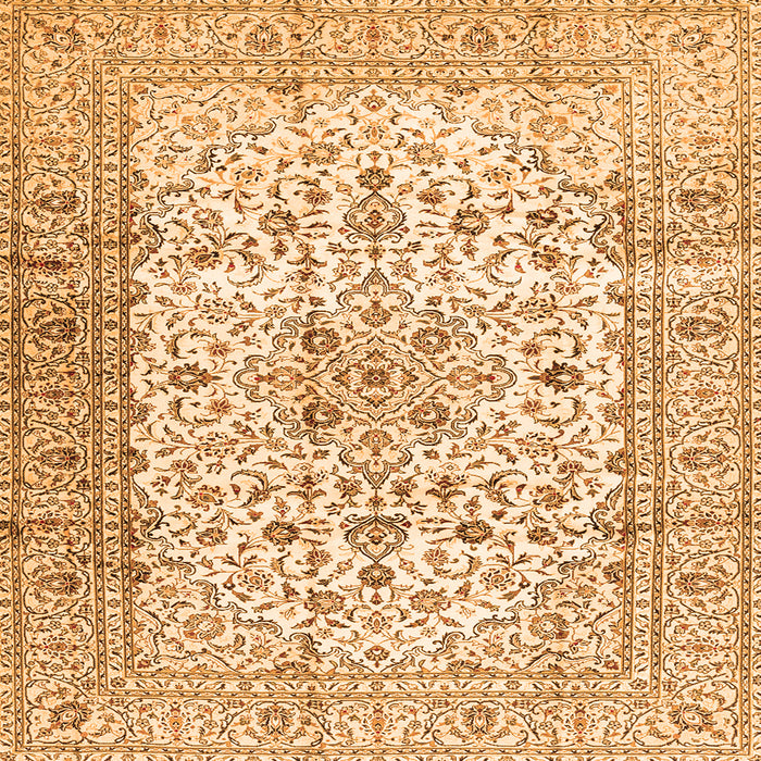 Round Machine Washable Persian Orange Traditional Area Rugs, wshtr2977org