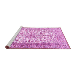 Sideview of Machine Washable Persian Pink Traditional Rug, wshtr2977pnk