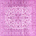 Square Machine Washable Persian Pink Traditional Rug, wshtr2977pnk