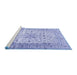 Sideview of Machine Washable Persian Blue Traditional Rug, wshtr2977blu