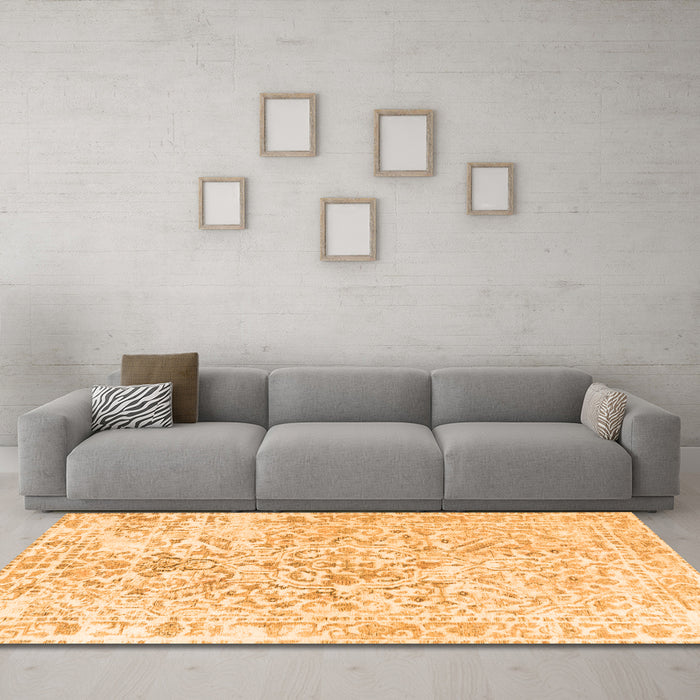 Machine Washable Persian Orange Traditional Area Rugs in a Living Room, wshtr2978org